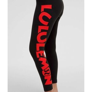 Lululemon Disney Mickey Mouse Black Red Logo Leggings Women's Size 6 NWOT